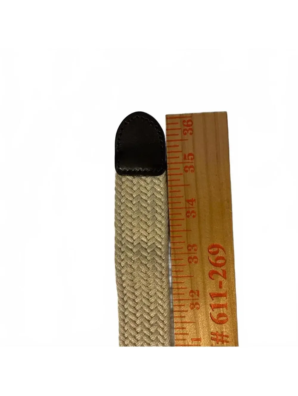 Tan Woven Belt Brown Leather Accents Women’s Braided Casual Classic Summer Belt